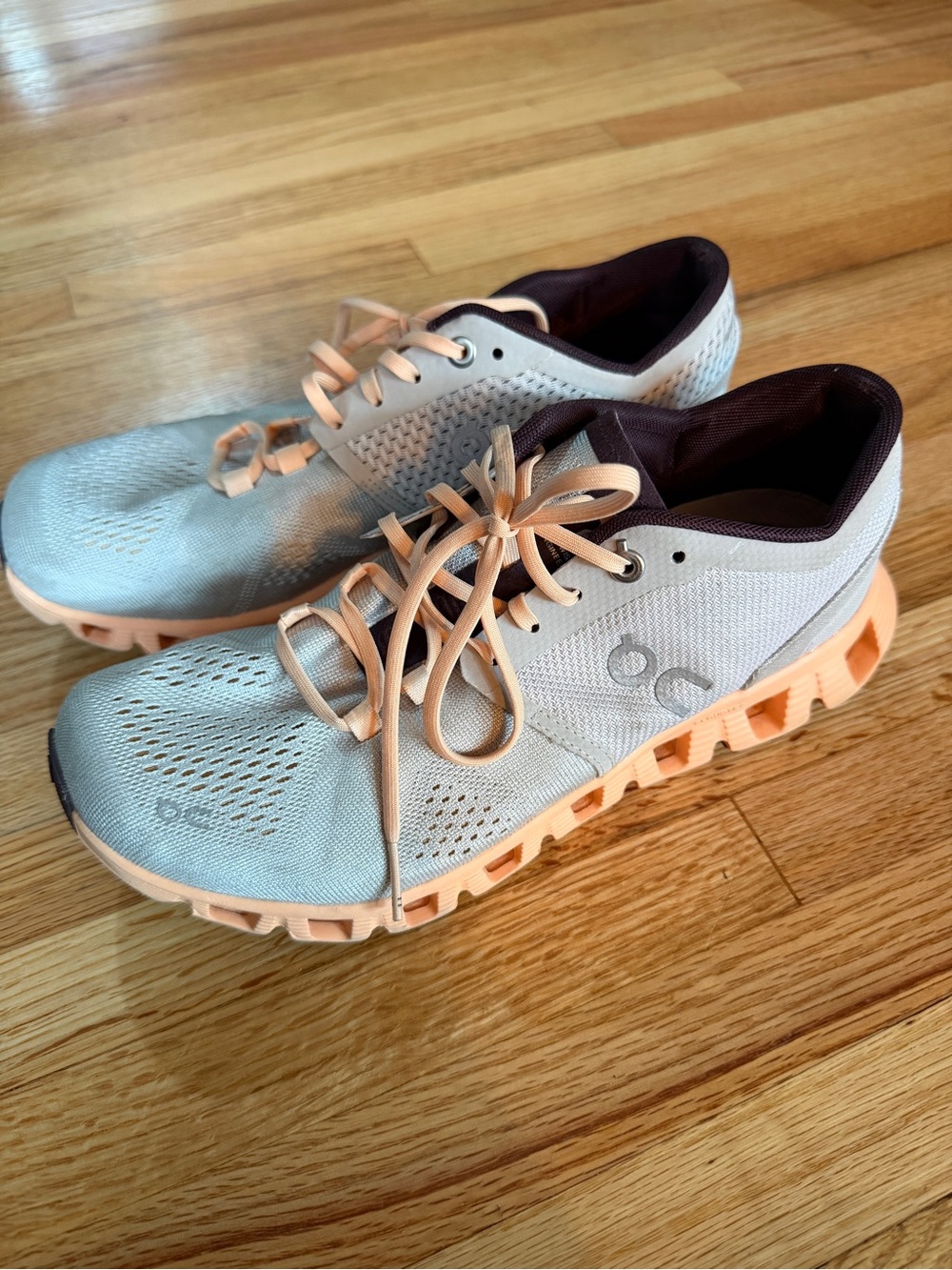 On Running Women's Cloud X Silver & Almond Athletic Sneakers- 7.5